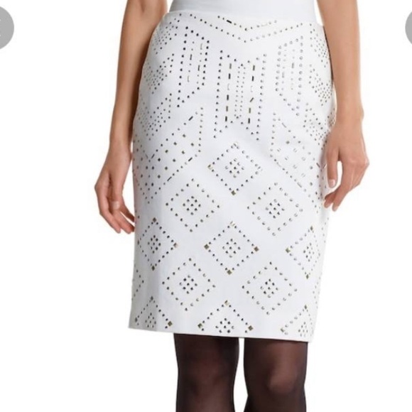 White House Black Market Off White Studded Skirt size 2 - Picture 3 of 11
